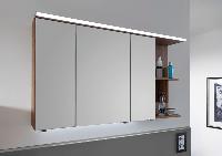 Puris Purefaction, зеркальный шкаф 120 см правый (3 двери и 1 открытая полка) с Led подсветкой, цвет белый глянцевый