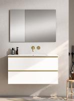 Visobath Granada, тумба 100 см, 2 ящика c золотыми ручками, цвет белый матовый лак (B-Ada)