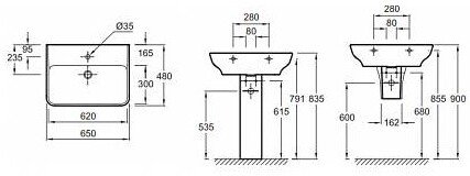 EGC112-00 раковина подвесная STRUKTURA, с отв.д/смесителя /65x48/(белый) 