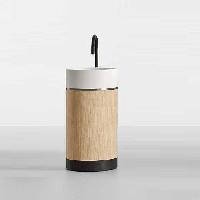 NOORTH milldue edition ROMA II Раковина напольная Ø450x880 мм., слив в пол, основ Rovere nero, корп Mezza Fiamma, вставка Platino, раков Bianco opaco