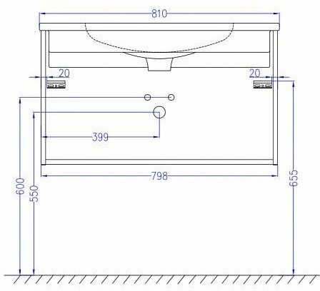 EB2053-J5 Тумба для раковины 80 см, цвет блестящий белый 