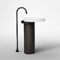 FALPER Eccentrico WN5, раковина из Cristalplant на пьедестале из Acacia, полотенцедержатель Onice, донный клапан 56G и сифон 52G в комплекте, размер 6