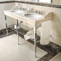 3SC  Консоль Regale Double 163х60хh77см, с 2 раковинами, сифонами, полочкой и полотенцедердателями,цвет: хром