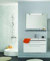 Puris, Cool line 90 см: зеркало с наружным свет., тумба, рак. керамич., цвет белый высокоглянцевый