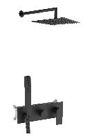 AQG Alpha, душевой комплект EC238 на 2-3 потребителя, с настенным кронштейном, цвет черный матовый