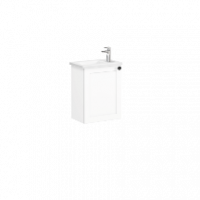 Тумба Root Classic 45 см с квадратной раковиной, с дверцей, матовый белый, левосторонняя