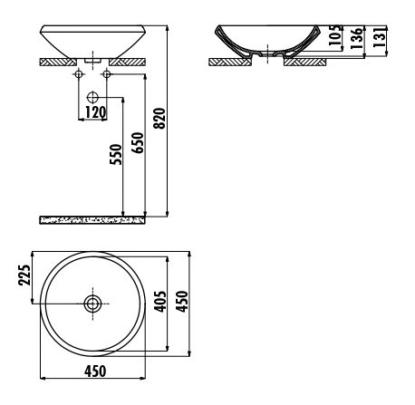 XX CREAVIT Раковина мебельная накладная (45см) MN045.00000 