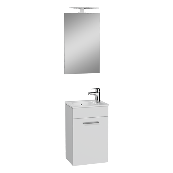Mia комплект мебели, 40 см, с дверцами,  (тумба, раковина, зеркало), цвет белый глянец 
