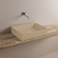 Artceram SCALINO Раковина накладная 38х55 см, без отв под смеситель, без слив перелива, в комплекте с керамическим сливом, цвет "цемент"cream