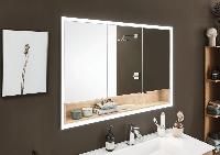 Puris Rounds, встраиваемый зеркальный шкаф с LED подсветкой 951 мм, цвет серый космос матовый