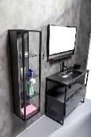 Пенал LOFT высокий антрацит, полки стекло