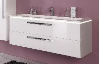 Puris Star Line, тумба (2 ящика) под рак. на 1 или 2 смесителя 1400 мм, цвет белый высокоглянцевый