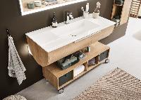 Puris Rounds, тумба с подсветкой под раковину (1 ящик) 1220 мм, цвет дуб натуральный