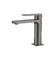 AQG Alpha, однорычажный смеситель для раковины без донного клапана, цвет оружейная сталь (PVD)