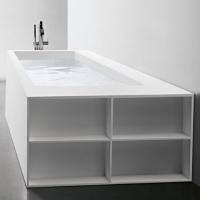 ANTONIO LUPI BIBLIO Ванна прямоугольная (2стороны) 2000х900х535 мм., с нажимным донным клапаном, Corian, цвет белый