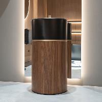 NOORTH milldue edition ROMA I Раковина напольная Ø450x880 мм.,слив в пол,c д. клапан, корпус Noce Canaletto, вставка Oro, раковина Nero opaco