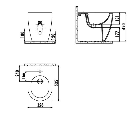 CREAVIT FREE Биде напольное FE500.00000 
