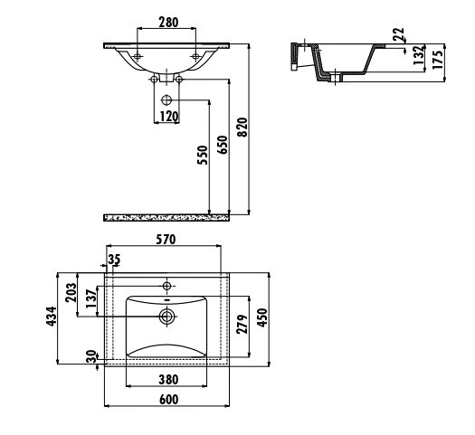 CREAVIT Раковина мебельная/подвесная (45*60см) SU060.00000 
