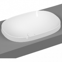 Frame Овальная накладная раковина, 56 см, без отверстия под смеситель, без перелива, цвет белый