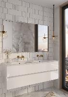 Тумба без раковины Vallessi 140*46cm  Белый глянец 4 полки