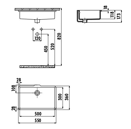 CREAVIT Раковина врезная под столешницу (30*50) TP730.00000 