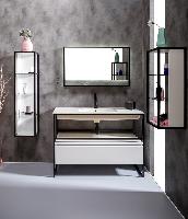 Пенал LOFT низкий белый, полки стекло