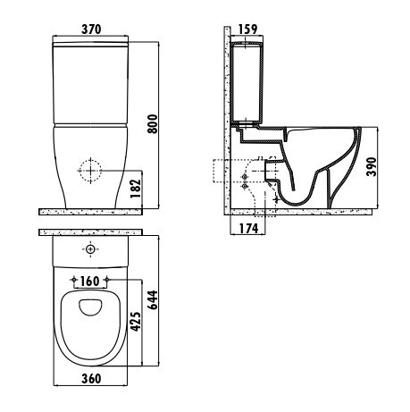 CREAVIT MARE Унитаз напольный безободковый MA361.00100 