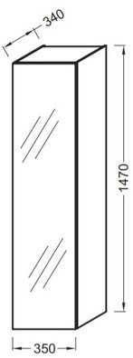 EB873RU-J5 пенал подвесной ODEON UP с зеркалом, 3 полочки /35/(глянцевый белый) 