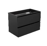 Visobath Granada, тумба 80 см, 2 ящика c черными ручками, цвет пепельный матовый лак (Ceniza)