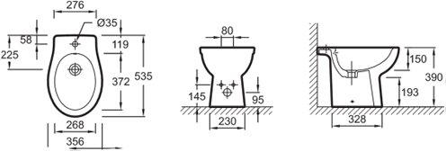 EBB0002-00 биде PATIO NEW  /39х36x54/ (бел) 