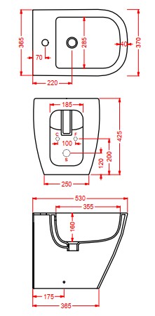 Artceram/Hidra Faster Биде напольное 37х53 см, с креплением. с 1 отв под смеситель, цвет белый (не производится!) СПЕЦЦЕНА с нашкго склада!! 