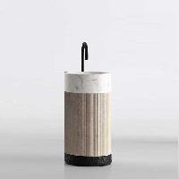 NOORTH milldue edition ROMA Раковина напольная Ø450х880 мм., без перелива, с донным клапаном, цоколь Ardesia, корпус Moka Cream, раков Bianco Carrara