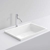 MILLDUE  Раковина  SKA встраиваемая сверху  из CERAMILUX ,59х38х2,5 см, без отв для смесителя, цвет белый матовый