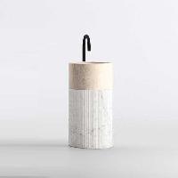 NOORTH milldue edition ROMA III Раковина напольная Ø450x880 мм., слив в пол, c донным клапан, корпус фрезерованный Bianco Carrara, раковина Moka Cream