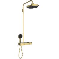 Ideal Standard Solos Душевая стойка с термостатич.смесителем для душа, верхний душ 33см, руч.душ, шланг 175см, без A1070NU, цвет: PVD Brushed Gold