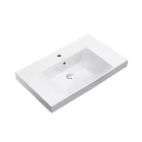 Kerama Marazzi Раковина CUBO подвесная\мебельная 80*48,5*18см, с 1 отв.под смеситель,  с переливом, белая глянцевая