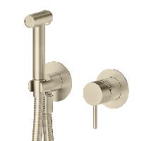 Newform X-Steel 316 Смеситель с гигиеническим душем, держатель, шланг 120 см, наружная часть (для 27852) цвет: PVD Br. Pale Gold