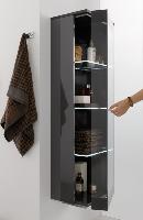 Puris B-Classy, средний шкаф 40 см правый (1 стеклянная дверь, 3 полки с посветкой), цвет лак карбон