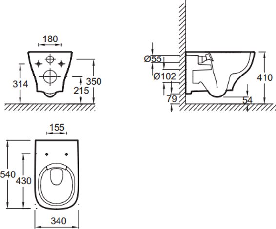 EDE102-00 унитаз подвесной STRUKTURA безободковый /54х34/(белый) 