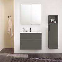 BURGBAD EqioТумба с раковиной подвесная 920х620х490мм, керамическая раковина белая, с 1 отв под смес, ручки G0252, цвет мебели серый глянец