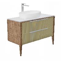 Тумба со столешницей Валенсия, Зеленый тростник/Столешница компакт-плита, Белая