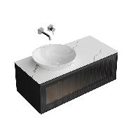 Kerama Marazzi ICONICO Тумба подвесная 100 см. фронт. рифленое стекло, 1 ящик, черная (Цена по АКЦИИ)