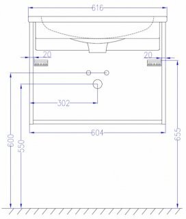 EB2052-J52 Тумба для раковины 60 см, цвет блестящий черный 