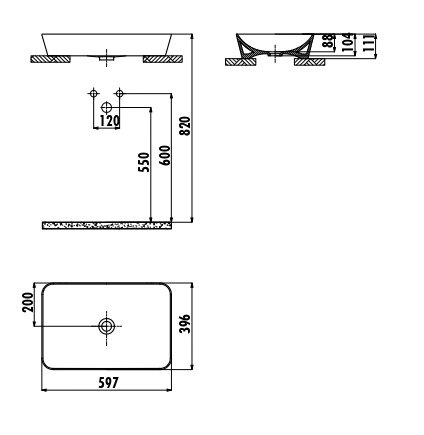 CREAVIT Раковина мебельная накладная (40*60 см) UL060.00000 