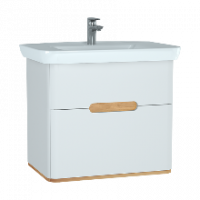 Тумба  Sento с раковиной, с 2 ящиками, 80 см, с LED подсветкой, цвет матовый белый (ножки 61069 заказываются отдельно)