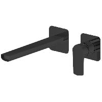 Newform Haka Внешняя часть смесителя для раковины из стены, излив 229 мм, без донного клапана, цвет: черный матовый