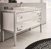 Puris Urban Loft, тумба с белой стекл. столеш. и ножками 1280 мм + рак. 600 мм, цвет белое стекло