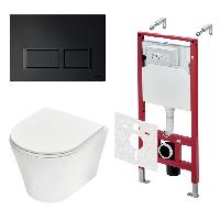 TECEspring Base Комплект 4 в 1 инсталяция, панель смыва с прямоугольными кнопками, черн. мат., унитаз модель K