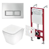 TECEspring Base Комплект 4 в 1 инсталяция, панель смыва с прямоугольными кнопками, хром глянц., унитаз модель S