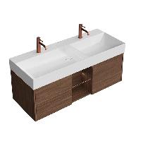 Kerama Marazzi Тумба GRANDE подвесная 120, 2 ящика + открытая зона, структурированный орех